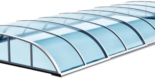 Transparente Schwimmbadabdeckung aus Glas