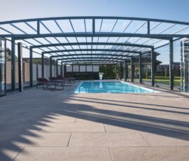 Popp Poolüberdachung Prestige P4 | hohe Bauform, Falttüren - Wellnessüberdachung