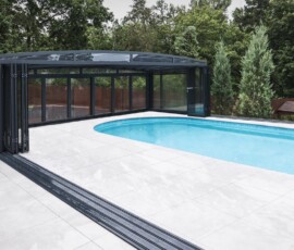 Popp Poolüberdachung Prestige P4 | hohe Bauform, Falttüren, anthrazit